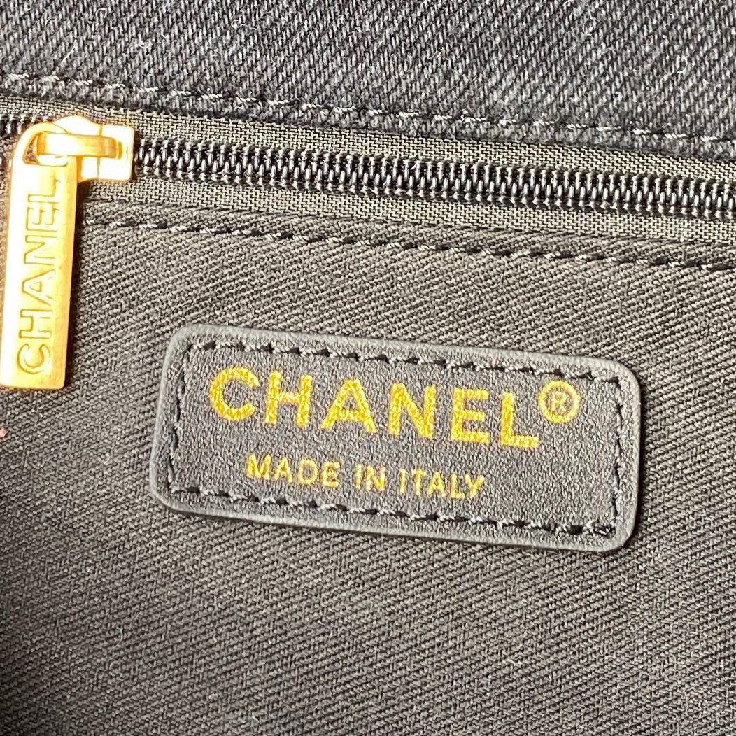 Chanel AS3135 Large Flap Bag Printed Denim Blue