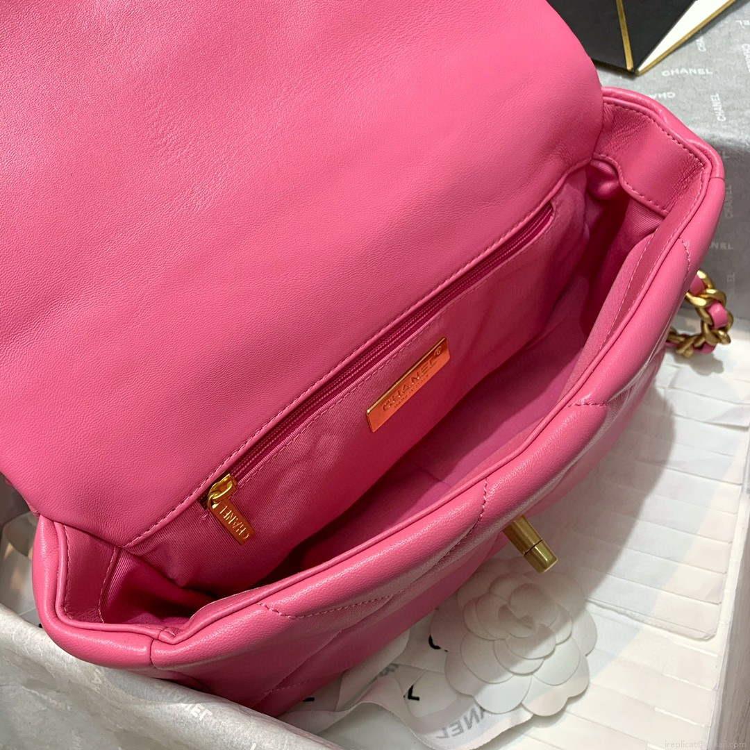 Chanel As1160 Chanel 19 Handbag Flap Lambskin B04852 94305 Rose Red