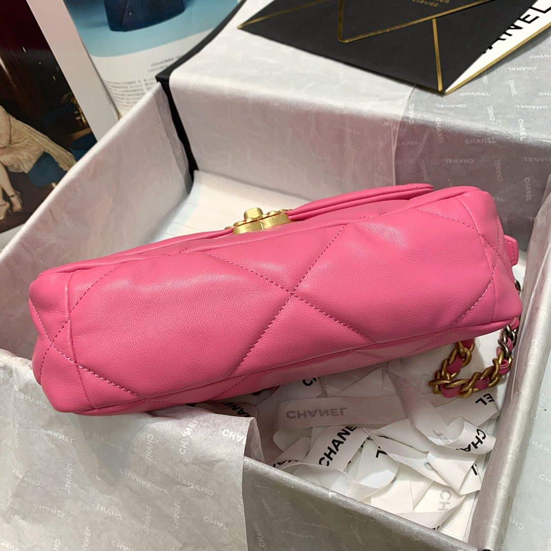 Chanel As1160 Chanel 19 Handbag Flap Lambskin B04852 94305 Rose Red