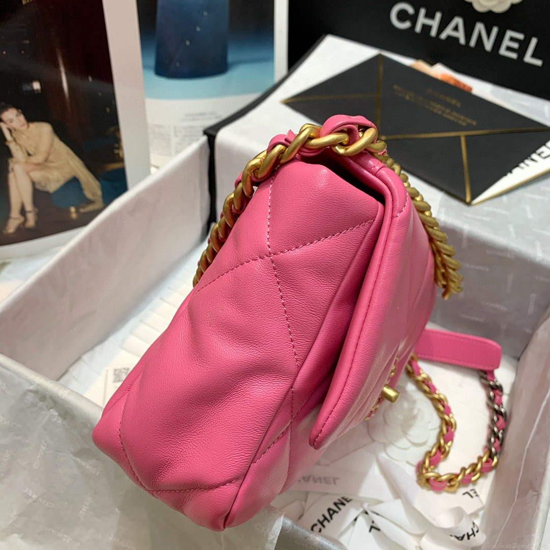 Chanel As1160 Chanel 19 Handbag Flap Lambskin B04852 94305 Rose Red