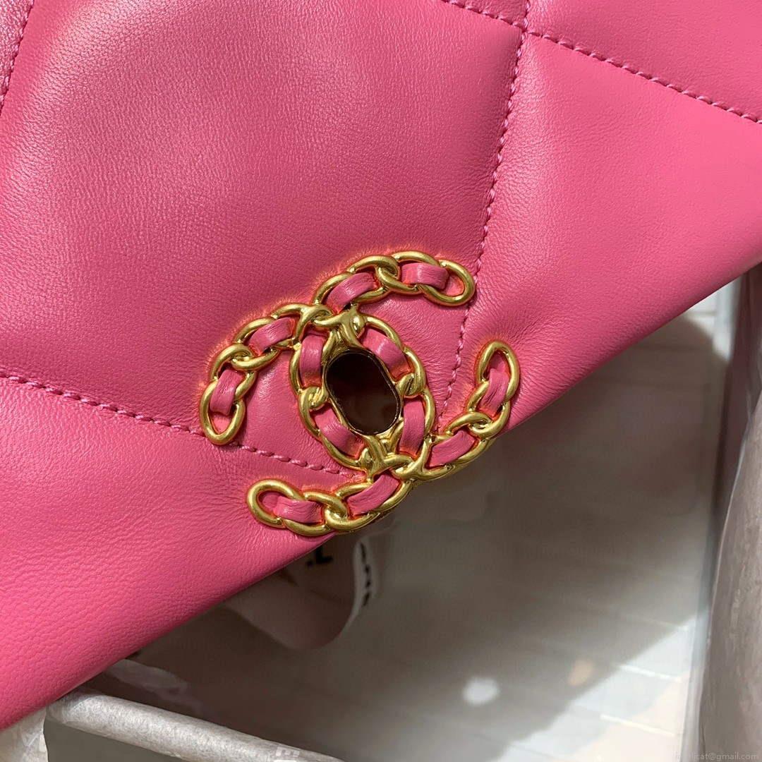 Chanel As1160 Chanel 19 Handbag Flap Lambskin B04852 94305 Rose Red