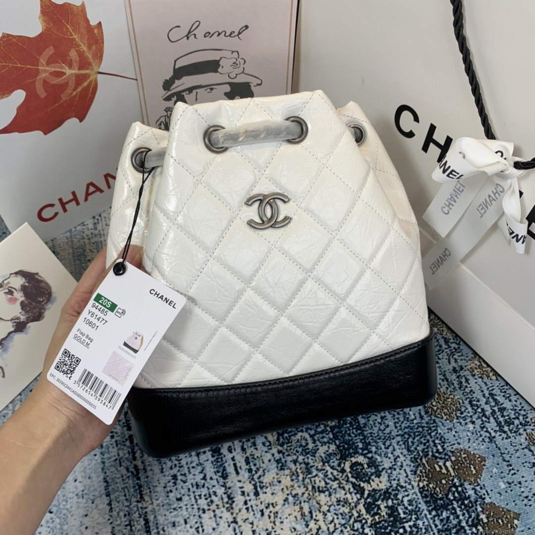 Chanel A94485 Gabrielle Backpack White and Black