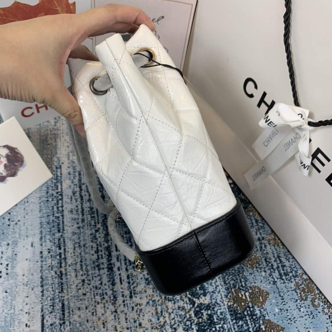 Chanel A94485 Gabrielle Backpack White and Black