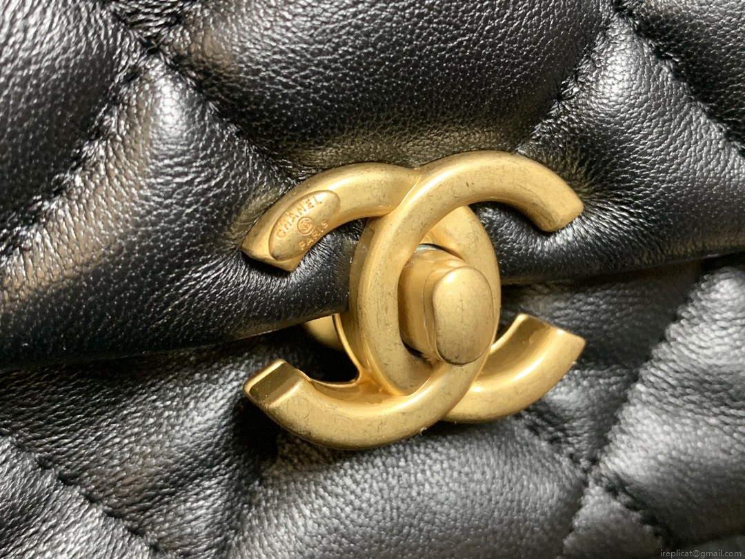 Chanel AS3206 Small Flap bag lambskin gold Black