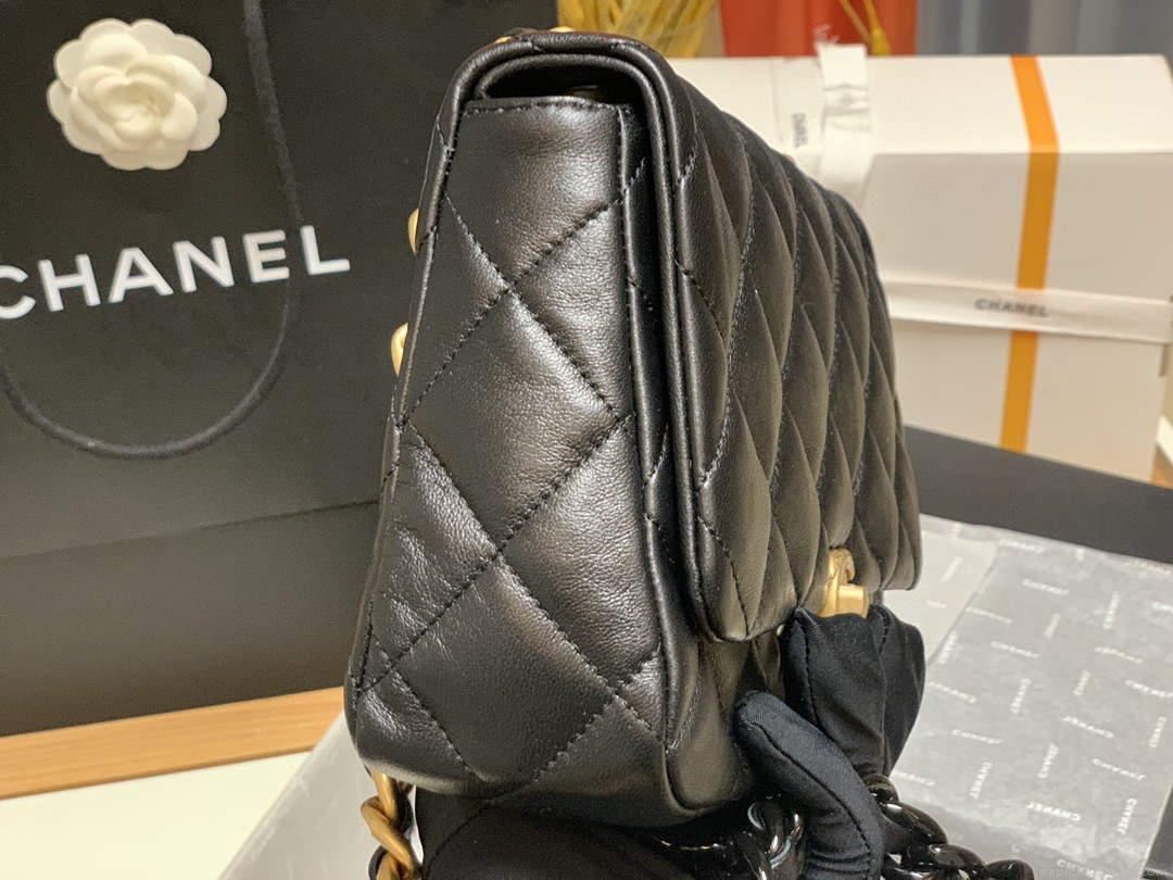 Chanel AS3206 Small Flap bag lambskin gold Black