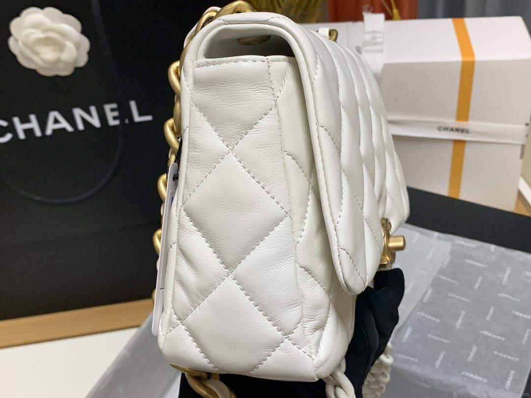 Chanel AS3206 Small Flap bag lambskin gold White