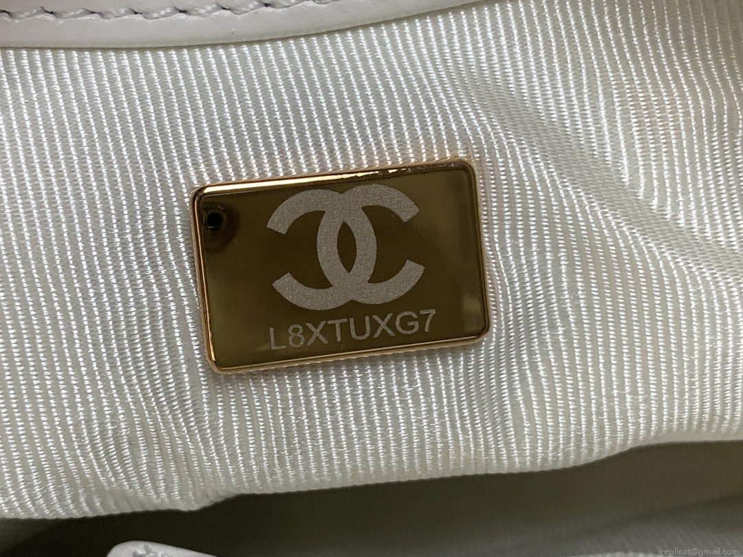 Chanel AS3206 Small Flap bag lambskin gold White