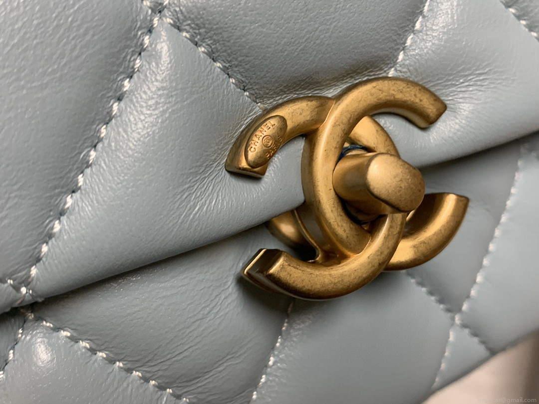 Chanel AS3206 Small Flap bag lambskin gold Blue
