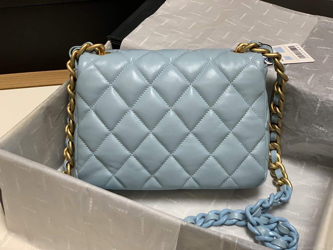Chanel AS3206 Small Flap bag lambskin gold Blue