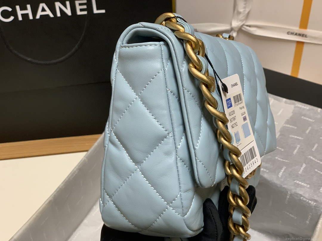 Chanel AS3206 Small Flap bag lambskin gold Blue
