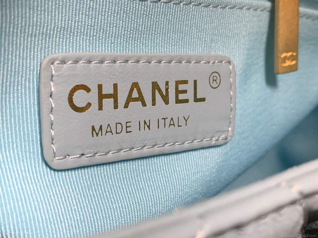 Chanel AS3206 Small Flap bag lambskin gold Blue