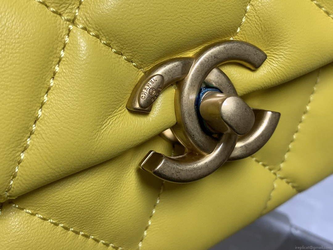 Chanel AS3206 Small Flap bag lambskin gold Yellow
