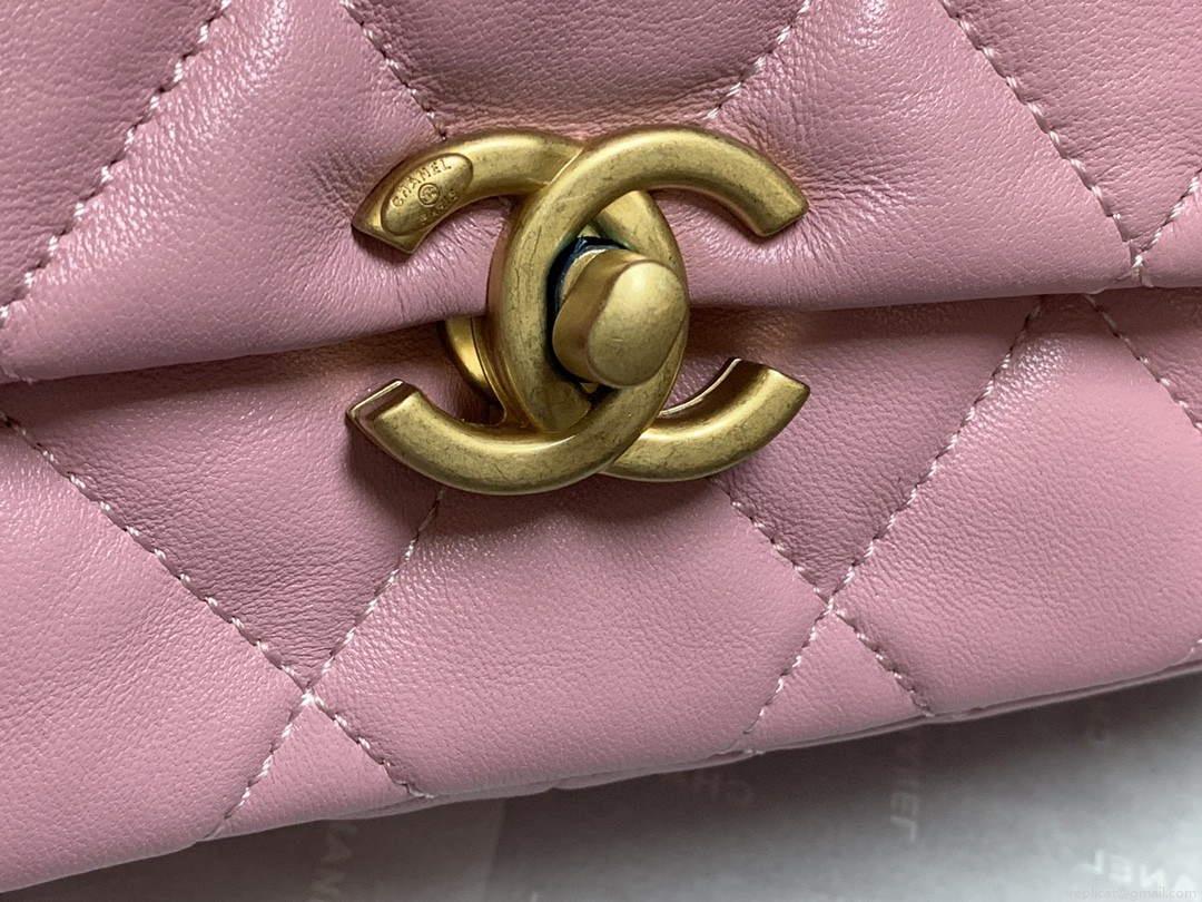 Chanel AS3206 Small Flap bag lambskin gold Pink