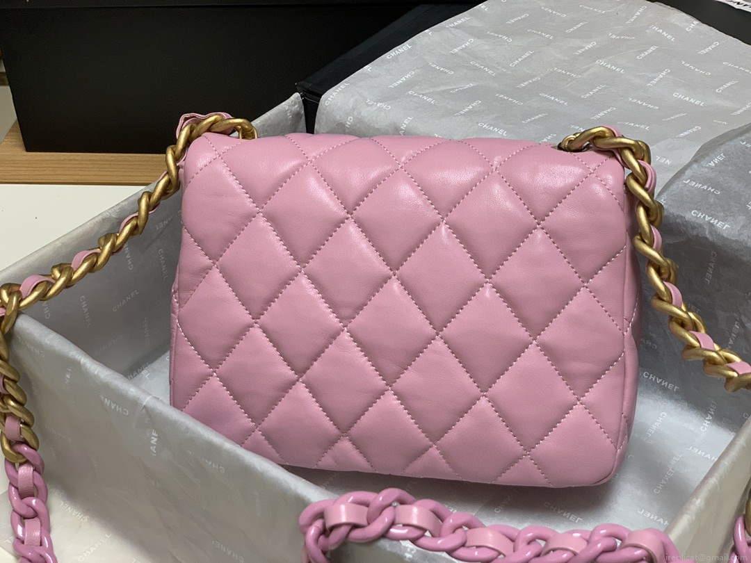 Chanel AS3206 Small Flap bag lambskin gold Pink