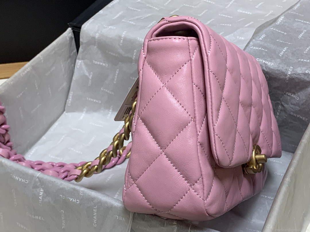 Chanel AS3206 Small Flap bag lambskin gold Pink