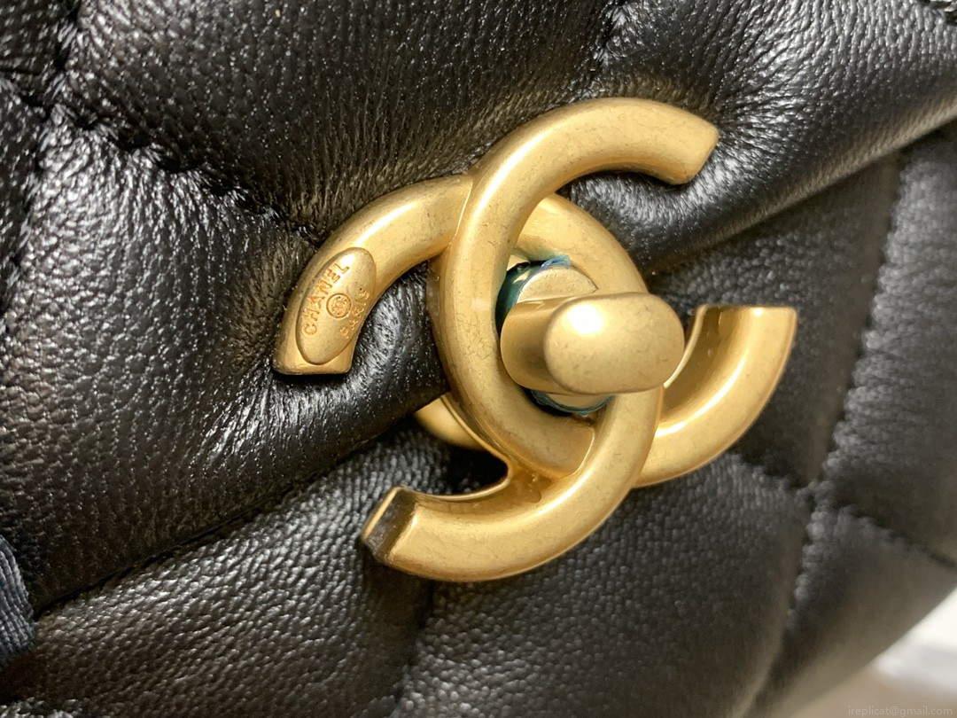Chanel AS3205 Mini Flap bag lambskin gold Black