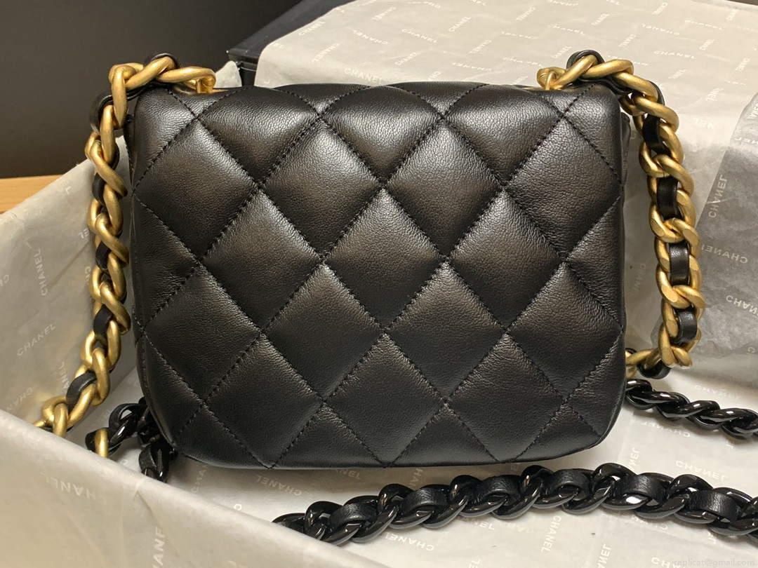 Chanel AS3205 Mini Flap bag lambskin gold Black