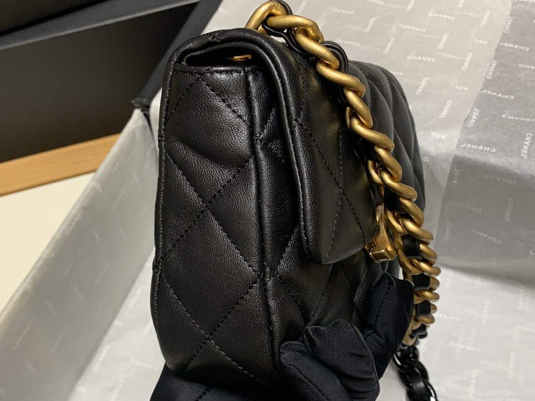 Chanel AS3205 Mini Flap bag lambskin gold Black