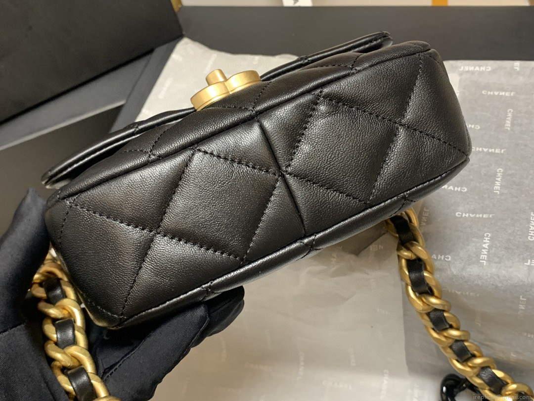 Chanel AS3205 Mini Flap bag lambskin gold Black