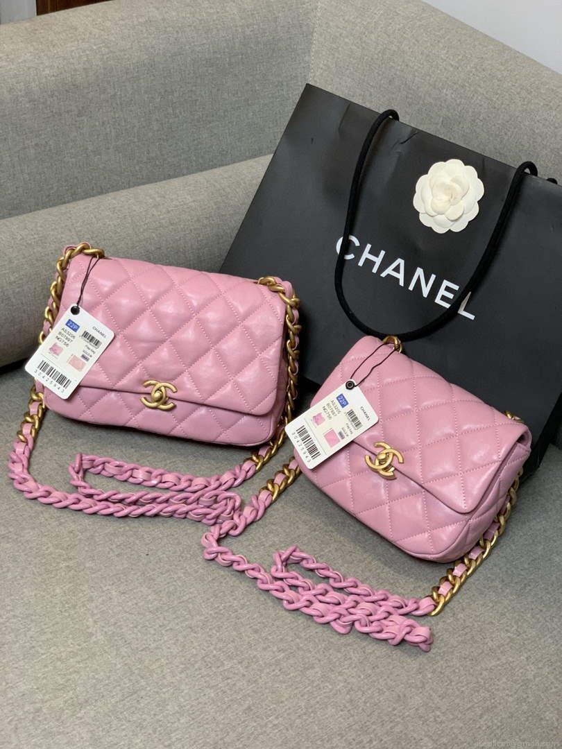 Chanel AS3205 Mini Flap bag lambskin gold Pink