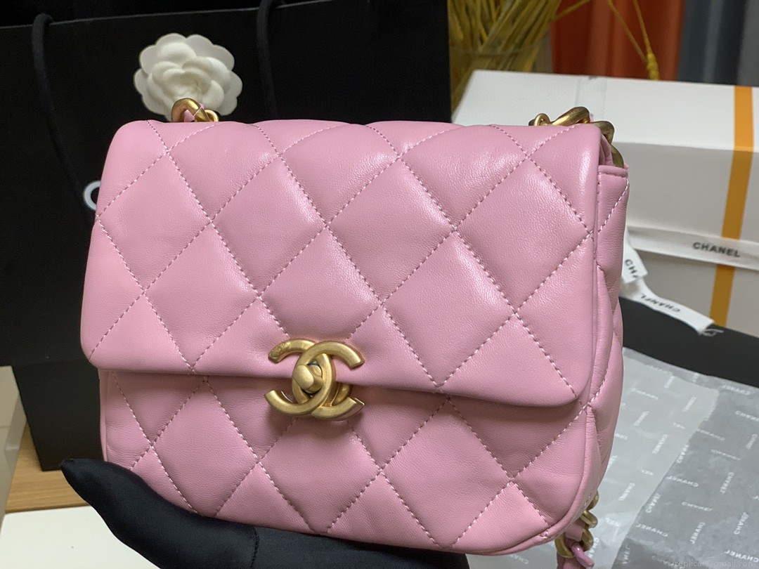 Chanel AS3205 Mini Flap bag lambskin gold Pink