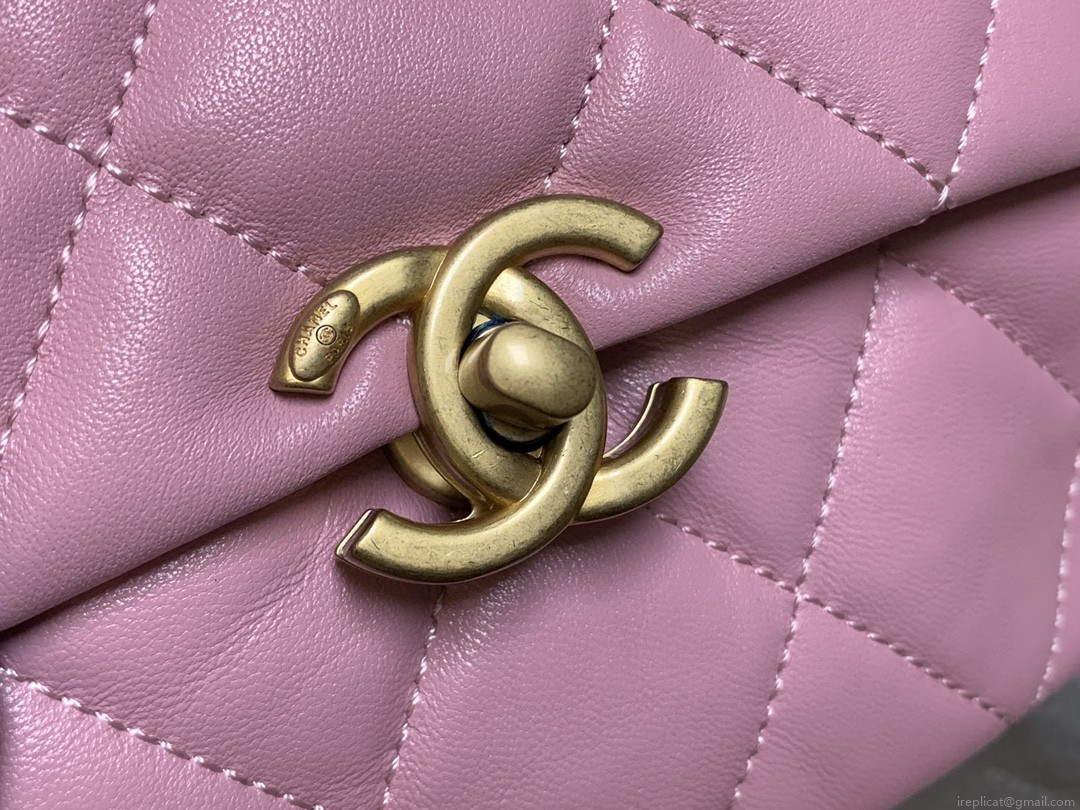Chanel AS3205 Mini Flap bag lambskin gold Pink