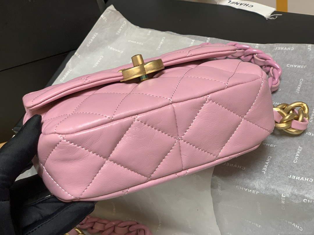 Chanel AS3205 Mini Flap bag lambskin gold Pink