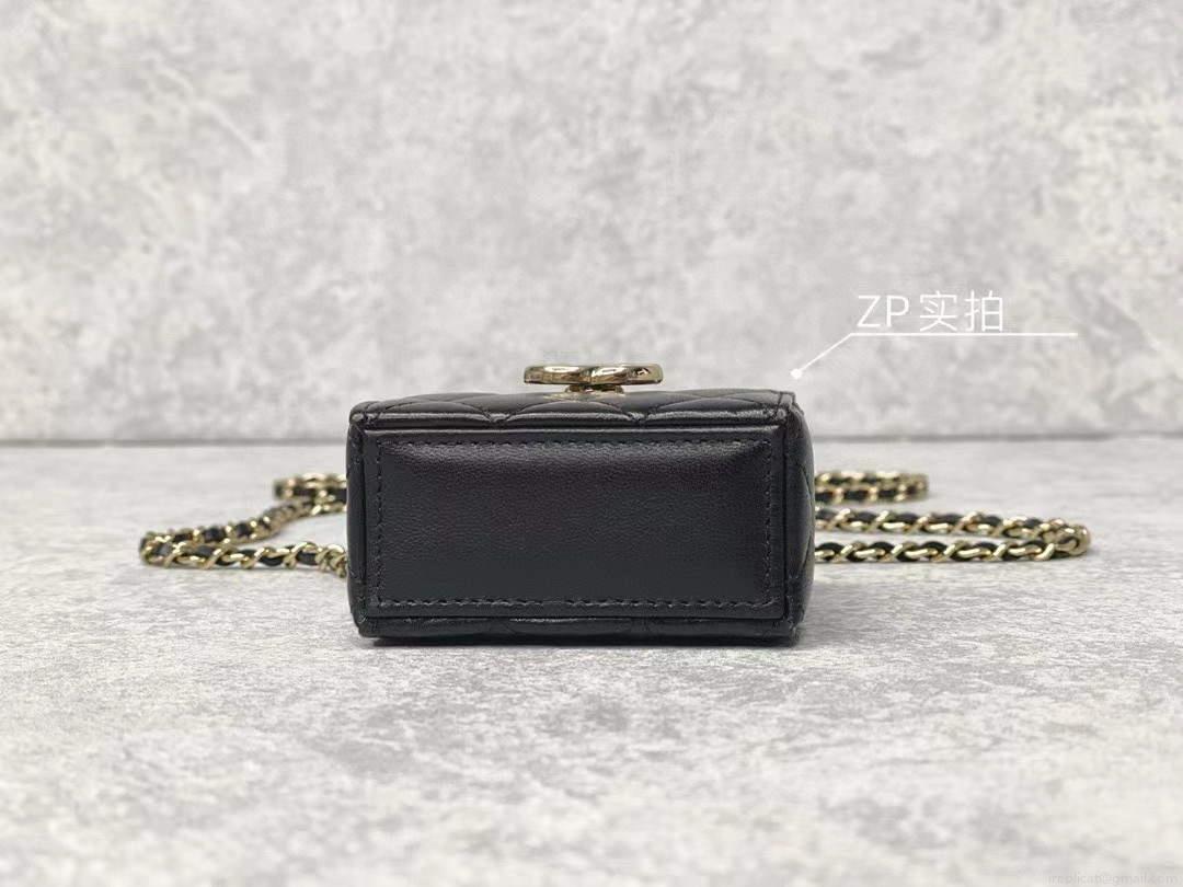 Chanel AP2655 Mini box with chain lambskin Black