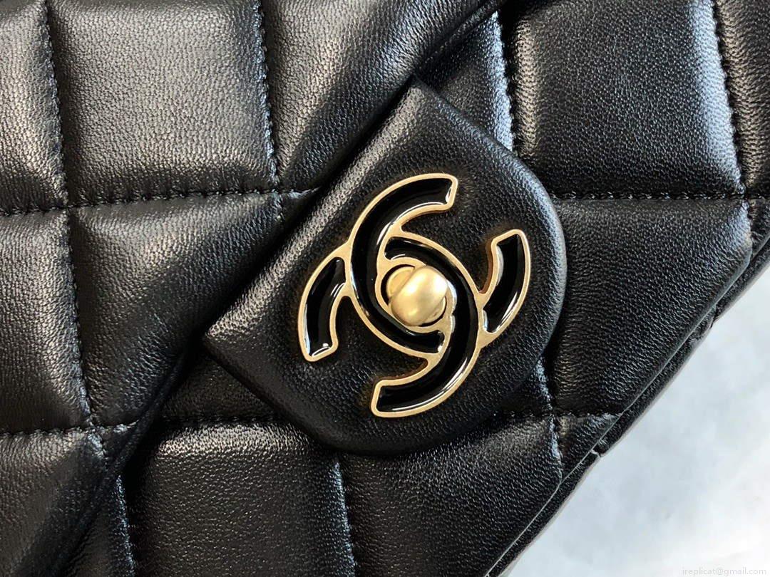 Chanel A09147 Shoulder Flap bag lambskin Black