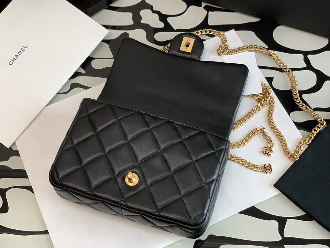 Chanel A09147 Shoulder Flap bag lambskin Black