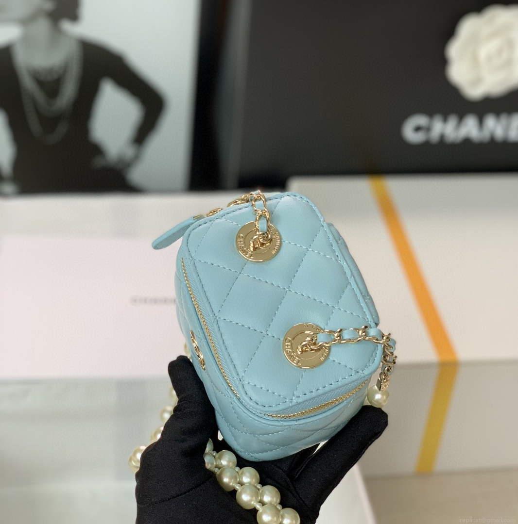 Chanel AP2581 Small Vanity with Chain lambskin Blue