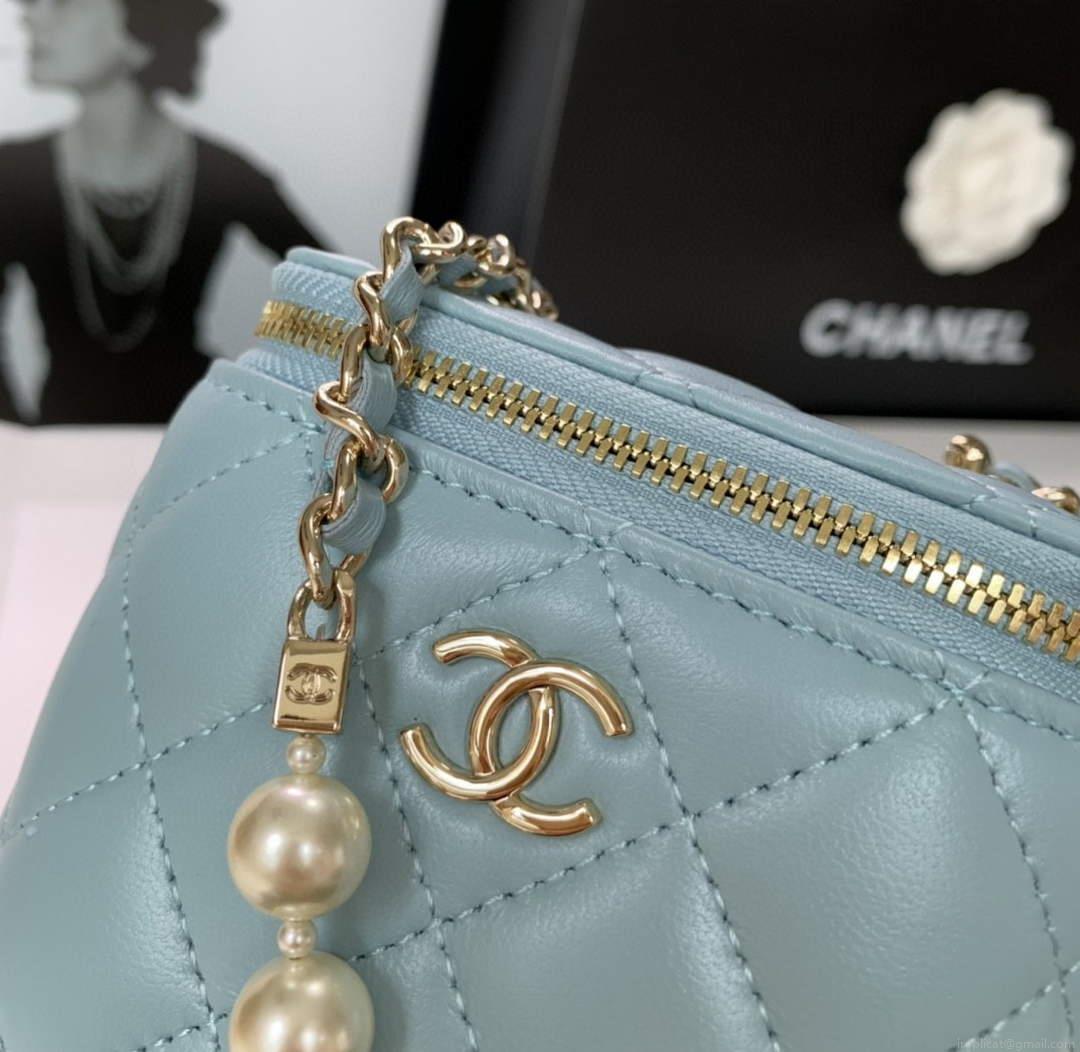 Chanel AP2581 Small Vanity with Chain lambskin Blue
