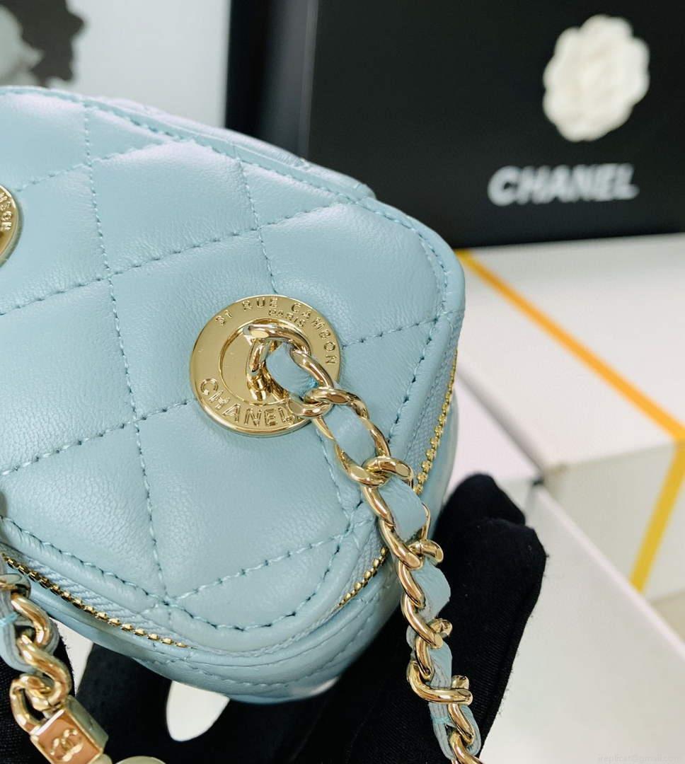 Chanel AP2581 Small Vanity with Chain lambskin Blue