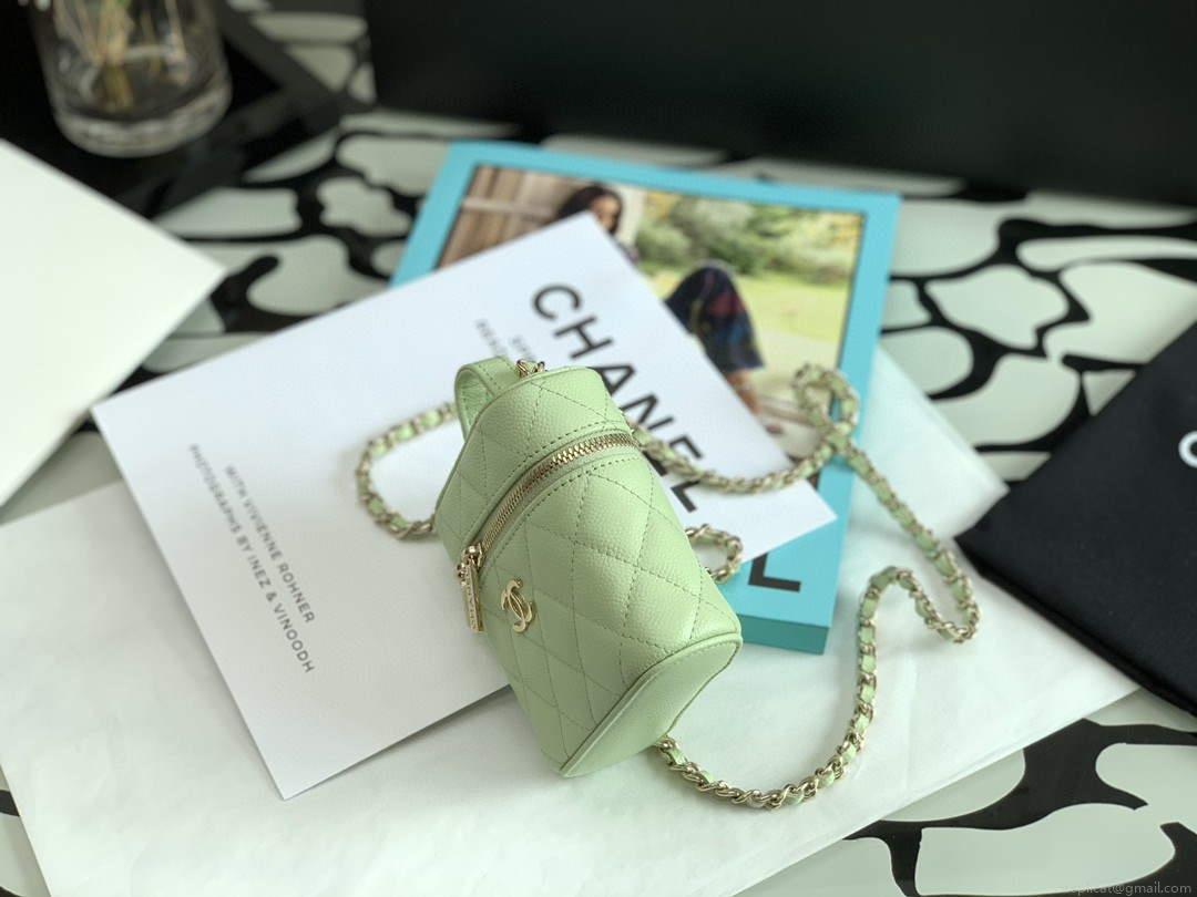 Chanel AP2553 Small Vanity with Chain Grained Calfskin Green