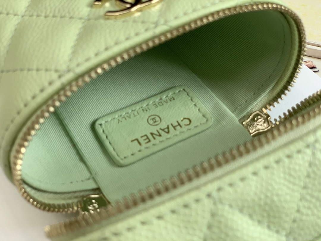 Chanel AP2553 Small Vanity with Chain Grained Calfskin Green