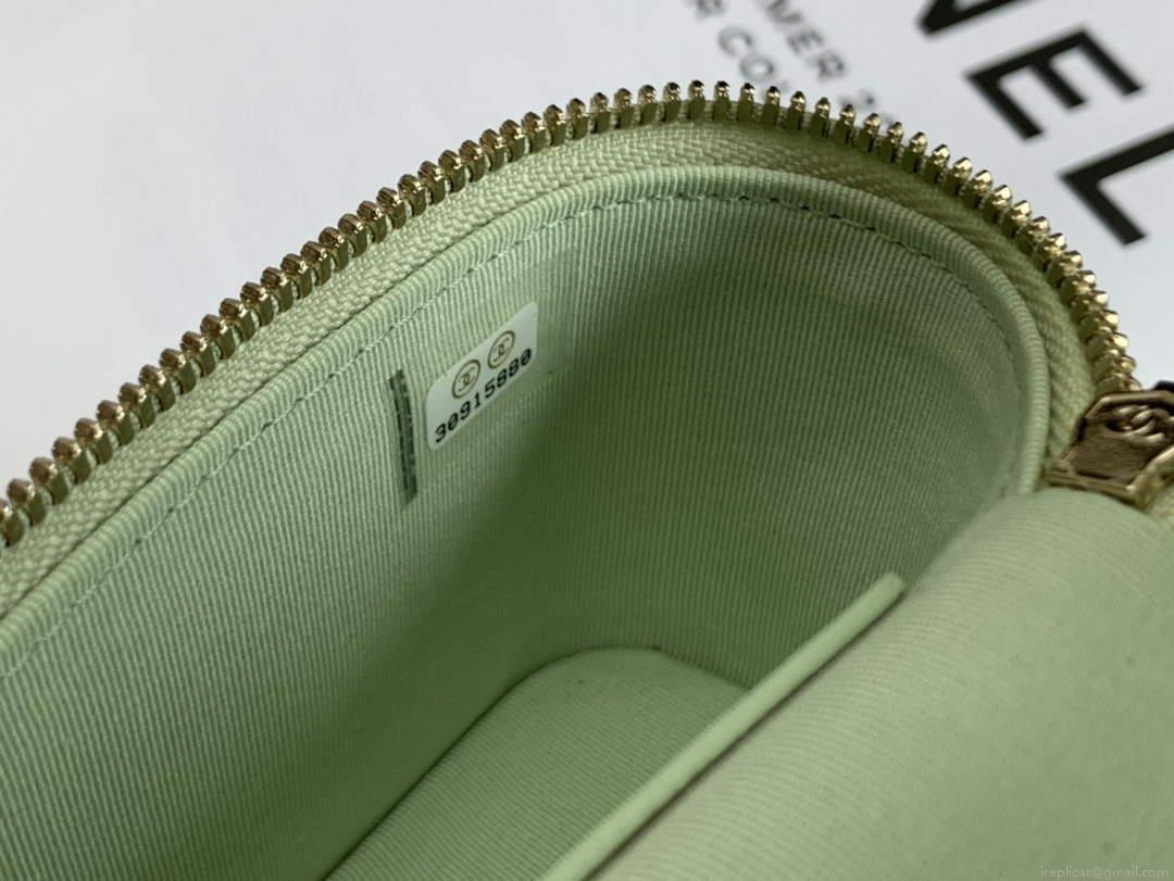 Chanel AP2553 Small Vanity with Chain Grained Calfskin Green