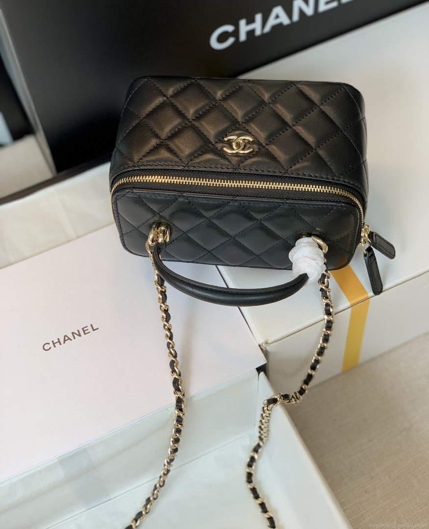 Chanel AP2550 Vanity with Chain Goatskin Black