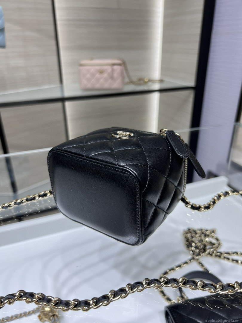 Chanel AP2198 Small Vanity With Chain and Top Handle Bag Lambskin Black