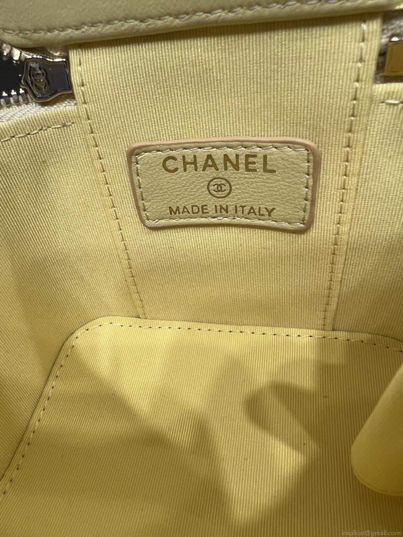 Chanel AP2198 Small Vanity With Chain and Top Handle Bag Lambskin Yellow