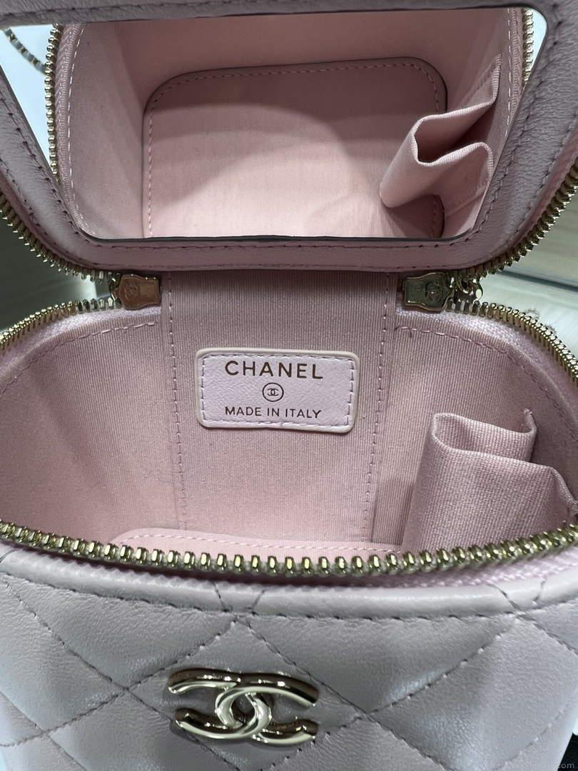 Chanel Small Vanity With Chain and Top Handle Bag Lambskin AP2198 Pink