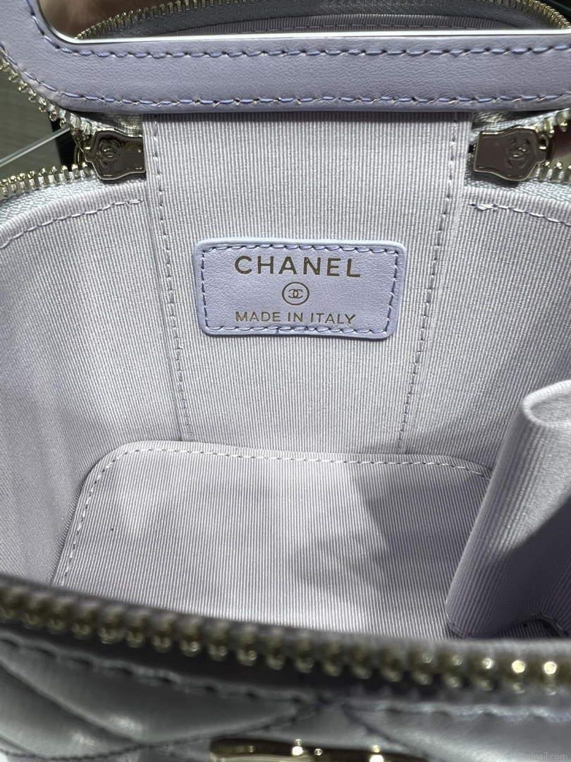 Chanel Small Vanity With Chain and Top Handle Bag Lambskin AP2198 Purple