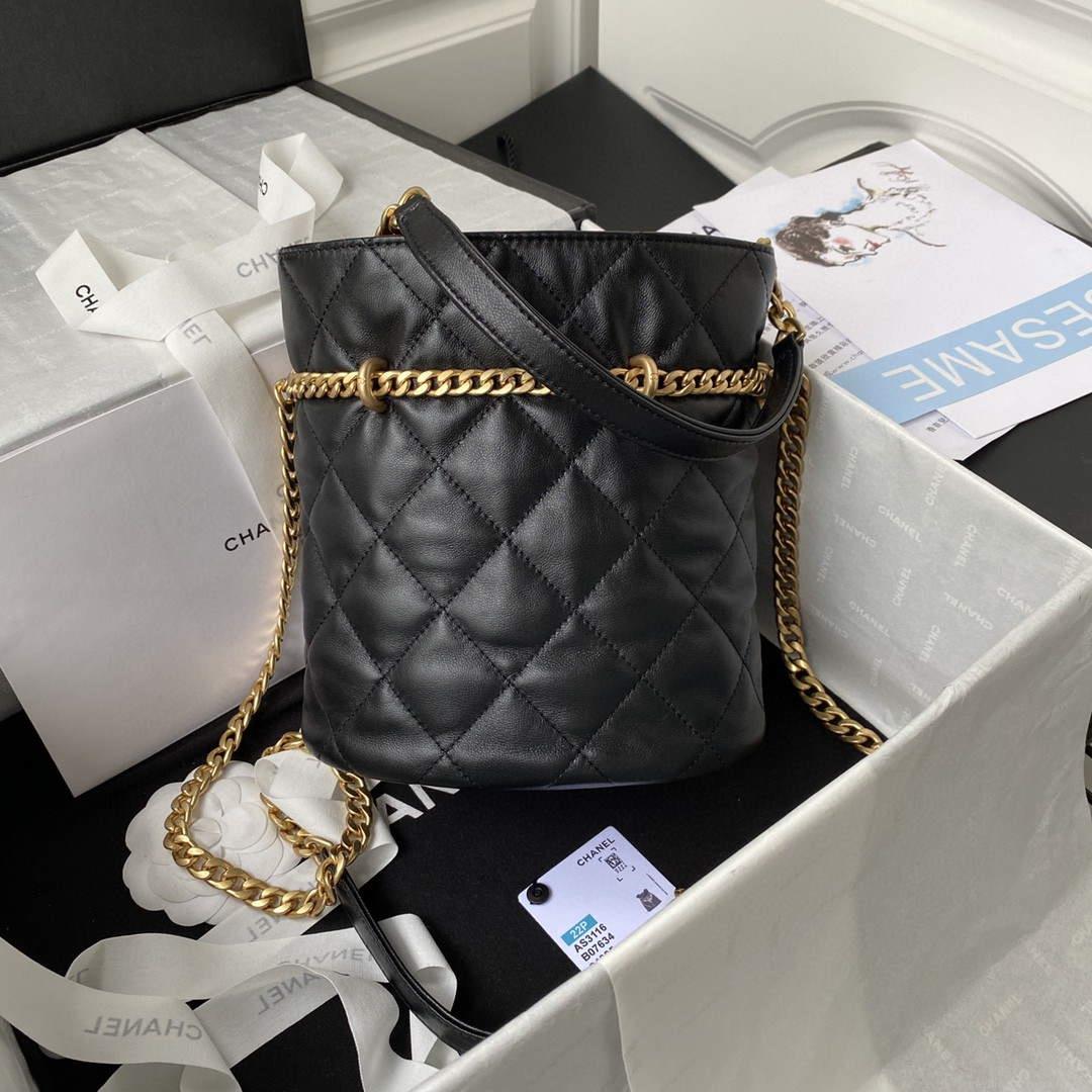 Chanel Bucket Bag Lambskin AS3116 Black
