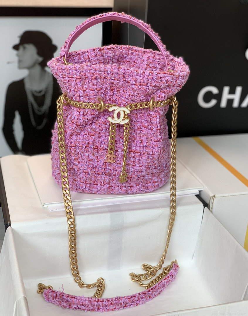 Chanel AS3117 Bucket Bag Tweed Pink