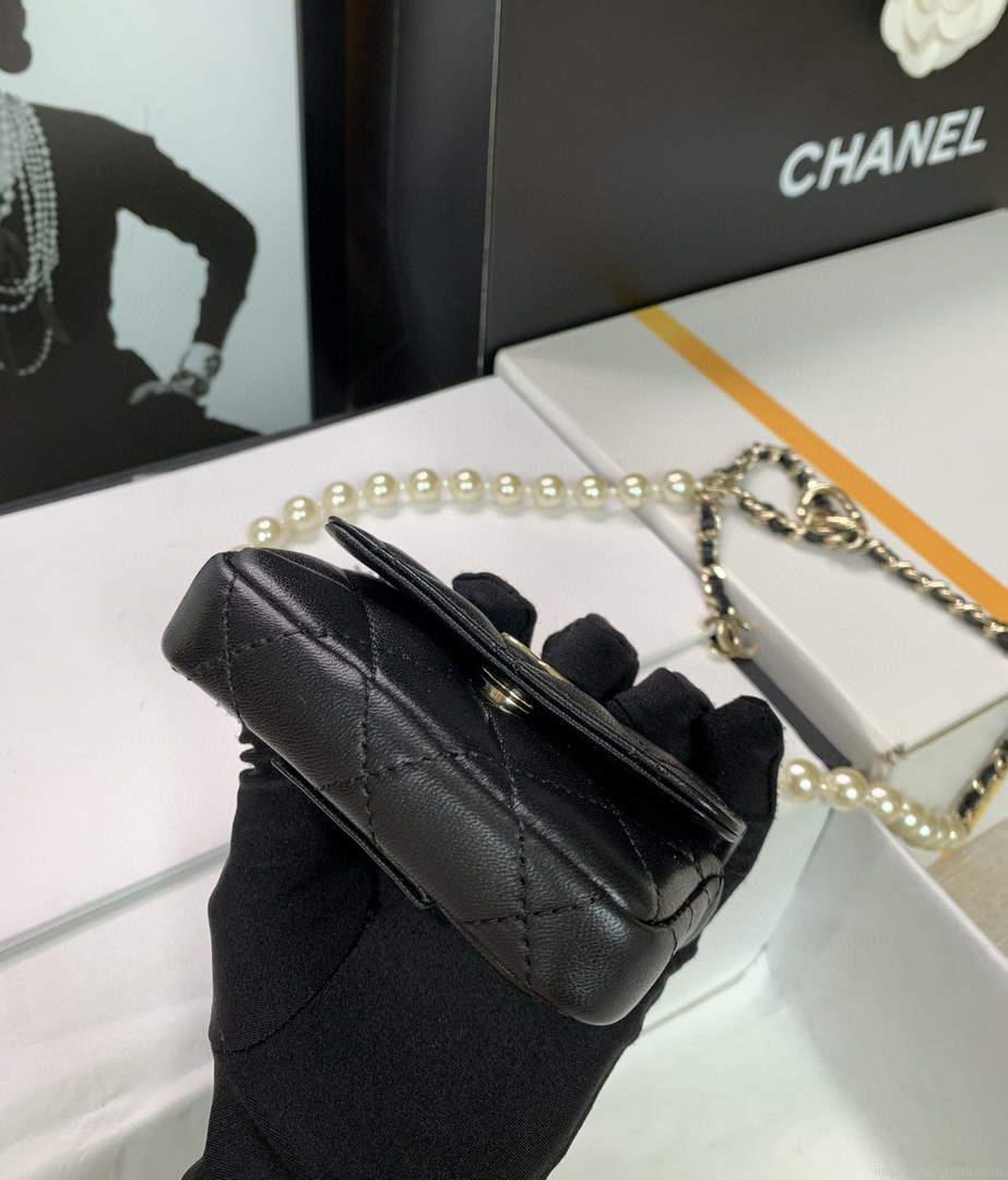 Chanel AP2654 Belt bag lambskin Imitation Pearls gold Black