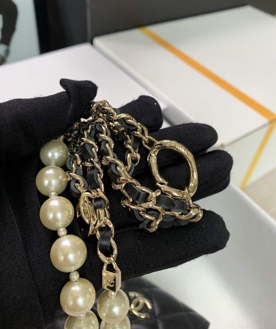 Chanel AP2654 Belt bag lambskin Imitation Pearls gold Black