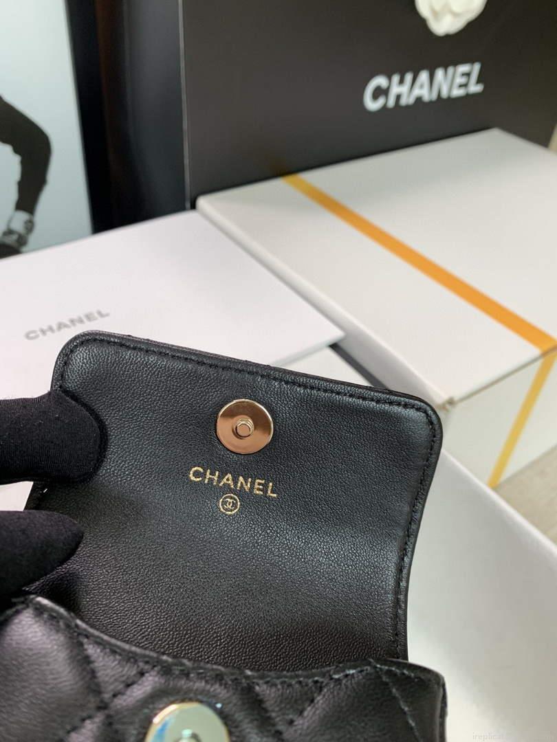 Chanel AP2654 Belt bag lambskin Imitation Pearls gold Black