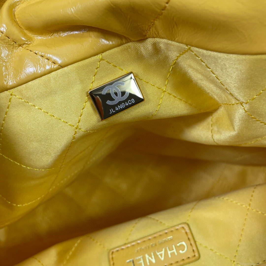 Chanel AS3260 22 Small Handbag Shiny Calfskin Yellow Gold