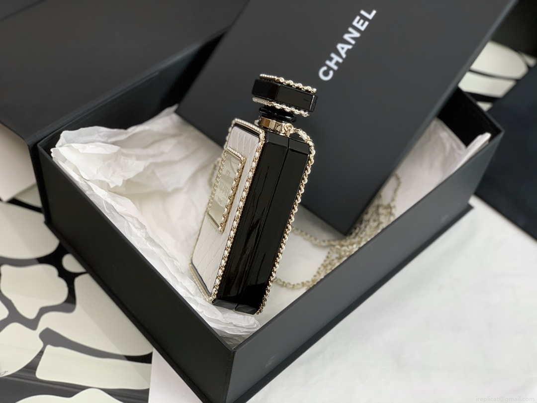 Chanel AS3264 Evening Bag Lambskin Plexi gold Black and White