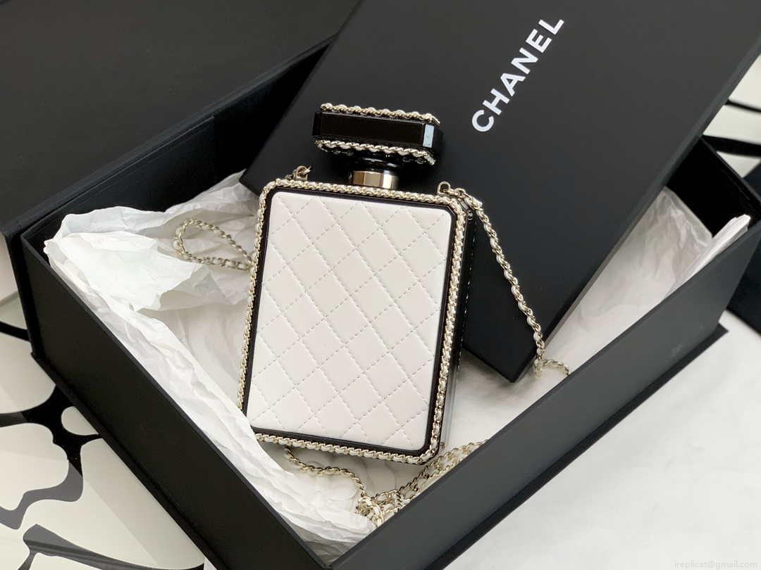 Chanel AS3264 Evening Bag Lambskin Plexi gold Black and White