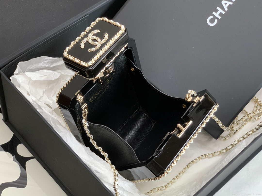 Chanel AS3264 Evening Bag Lambskin Plexi gold Black and White